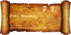 Paki Nepomuk névjegykártya